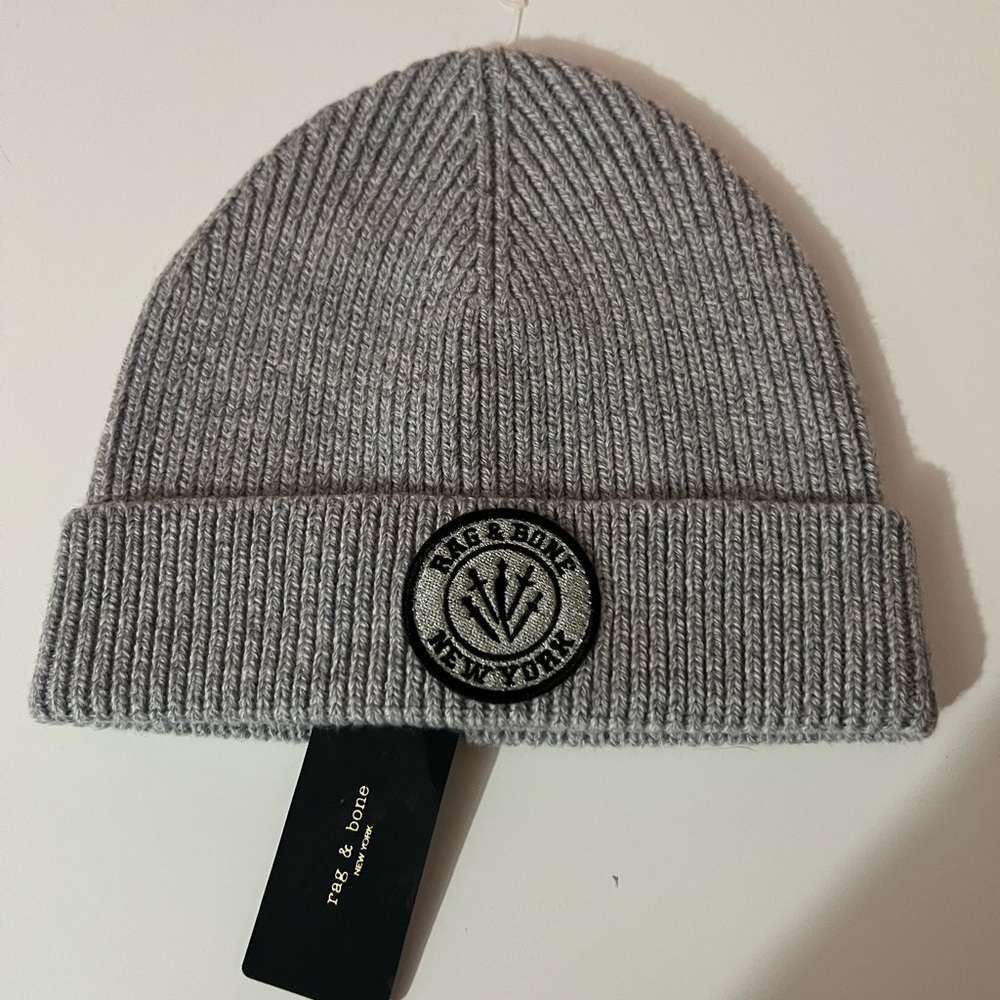 RAG & BONE GREY KNIT CHARLIE BEANIE HAT, NWT